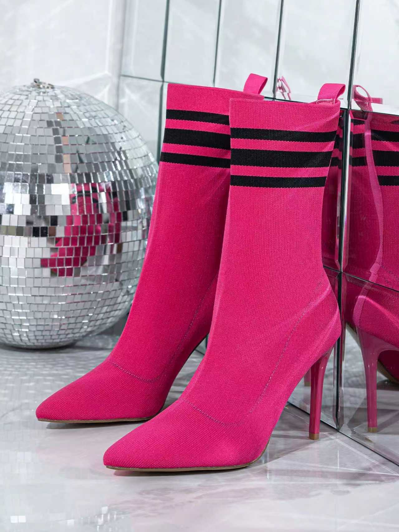 Skinny Boots Socks High Heel