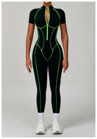 Black neon green langry fashion jumpsuit for yoga exercise