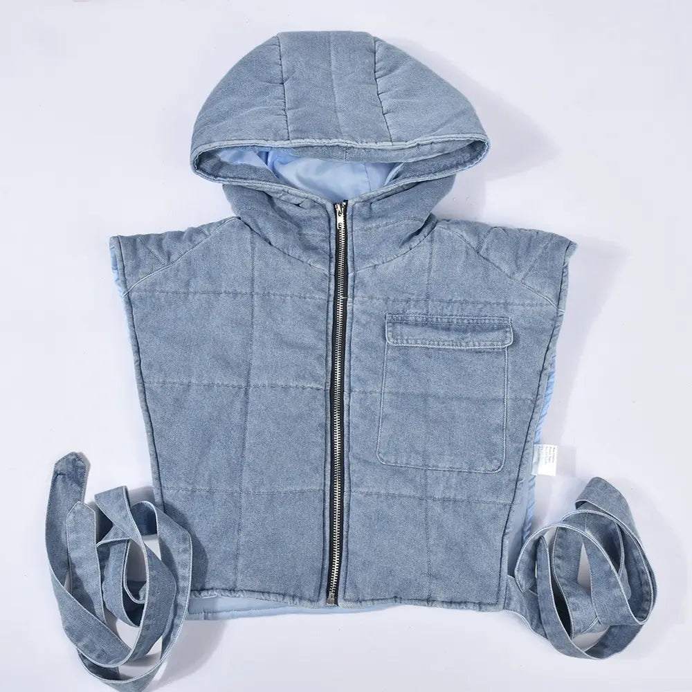 Hooded Sleeveless Short Vest