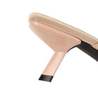 Langry fashion nude high-heeled sandal with black glossy toe cap