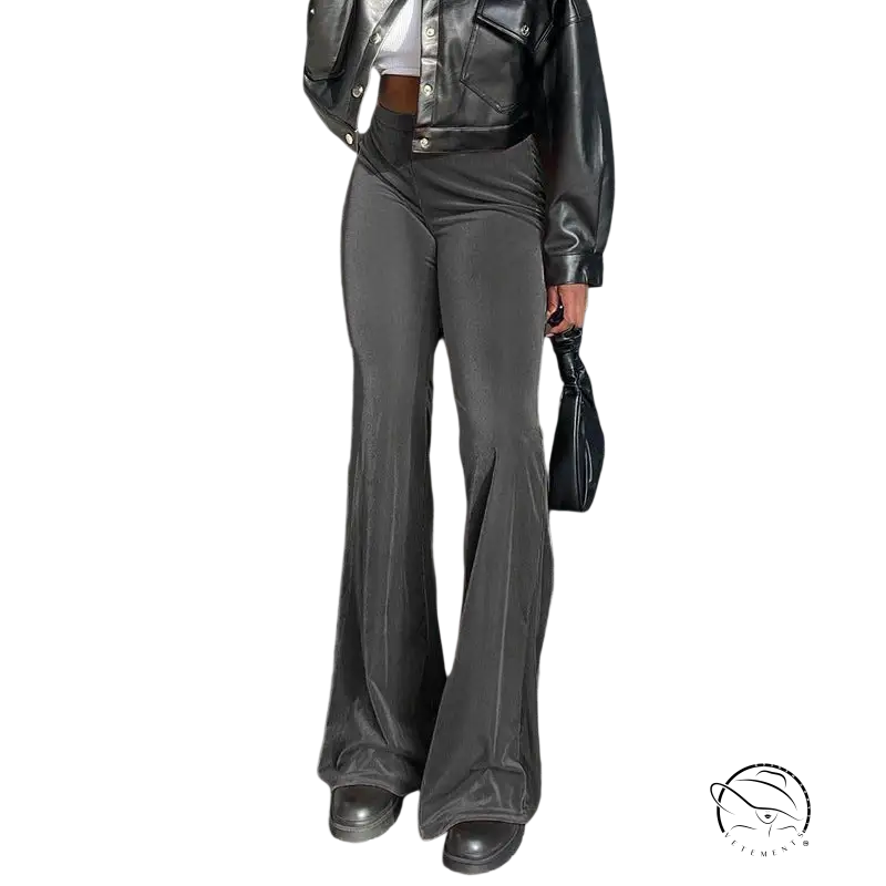 Black faux leather high waist slimming bootcut pants