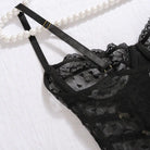 Polka dot lace lingerie with adjustable straps and gold buckle