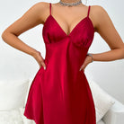 Vibrant red langry satin slip dress in summer silk cami fashion style