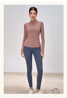 Winter Zipped Stand Collar Slim Fit Sports Outdoor Long Sleeve Yoga