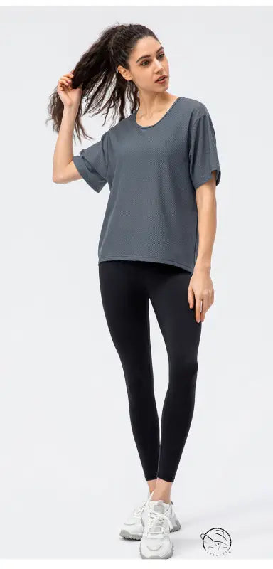 Breathable Round Neck t Shirt Running Casual Workout Top