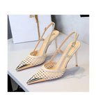 High Grade Metal Pointed Toe Strap Heels