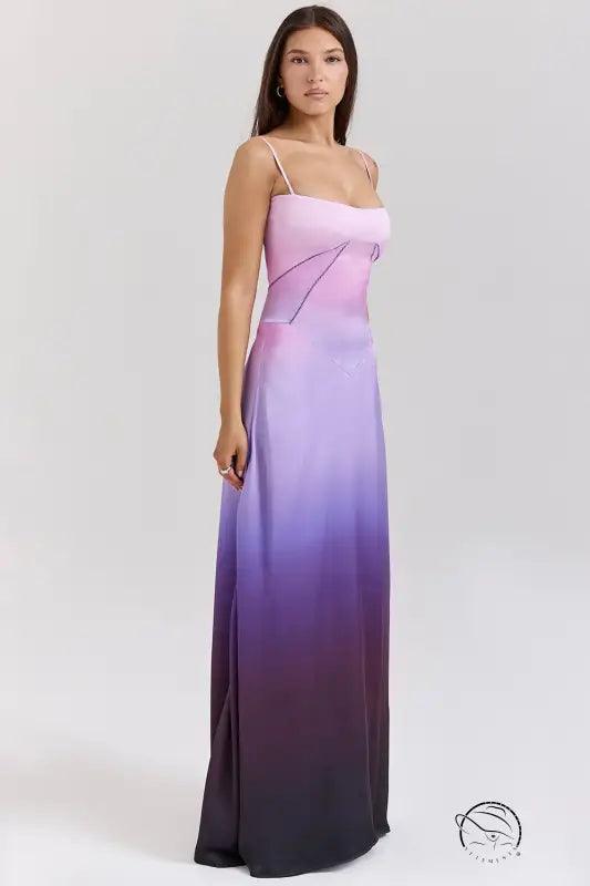 Elegant ombre purple langry slip dress in fashion ملابس style