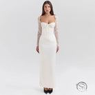 Elegant long sleeve lace slim dress in white fashion