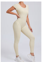 Langry cream-colored tight quick-drying yoga bodysuit for fashion ملابس