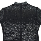 Black mesh top with rhinestones in amazing split maxi dress