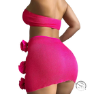 Flora bikini swimsuit in bright pink with bandeau top and mini skirt bows