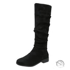 Pile Suede Slip on Knee High Boots
