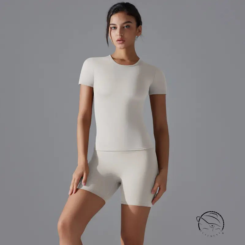 Spring Autumn t Shirt Quick Drying Yoga Clothes Short Sleeve Slim Fit Fitness Blouse Outdoor Running Sports Suit Women