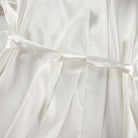 Elegant langry fashion white satin robe with belt for ice silk pajamas
