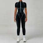 Black and teal Langry fashion jumpsuit for yoga exercise