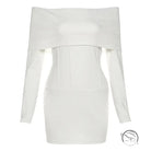 Elegant white off-the-shoulder langry fashion dress with corset bodice