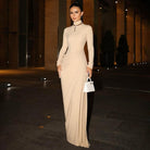 French Slim Fit Backless Button Dress