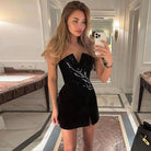 Elegant Tube Top Velvet Short Dress