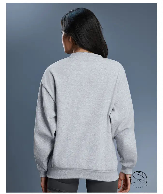 Heather gray long sleeve casual pullover hoodie with ribbed cuffs