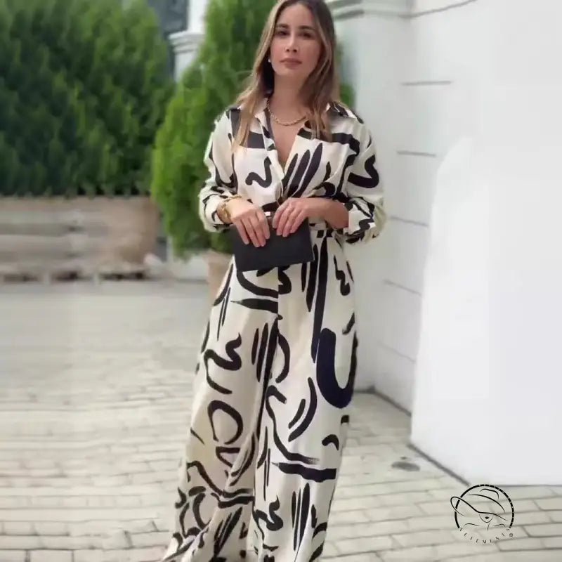 Abstract high waist floral jumpsuit in langry fashion style