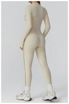 Cream-colored Langry fashion bodysuit with zipper, slim jacket style
