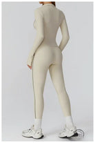 Langry fashion cream bodysuit with zipper in slim jacket style