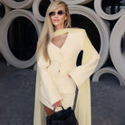 Elegant cream oversized blazer with bell sleeves in Langry fashion set