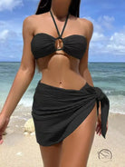 Bikini Three Piece Swimsuit Solid Color Beach Dress Strap Women