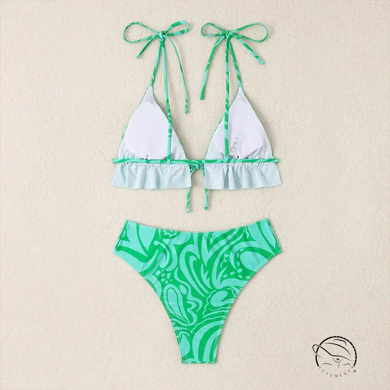 Bikini Swimsuit Printed Lace Up Spring Beach Women