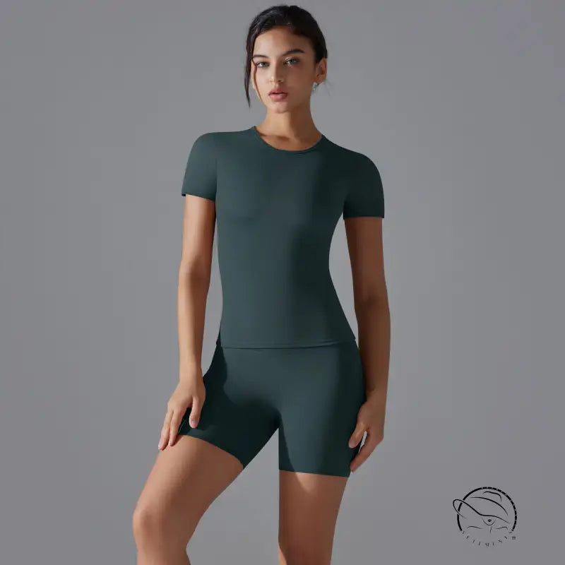 Spring Autumn t Shirt Quick Drying Yoga Clothes Short Sleeve Slim Fit Fitness Blouse Outdoor Running Sports Suit Women