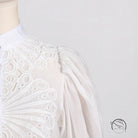 White eyelet blouse in French artistic palace embroidery jumpsuit