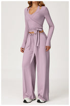 Lavender langry fashion jumpsuit with tie waist for yoga