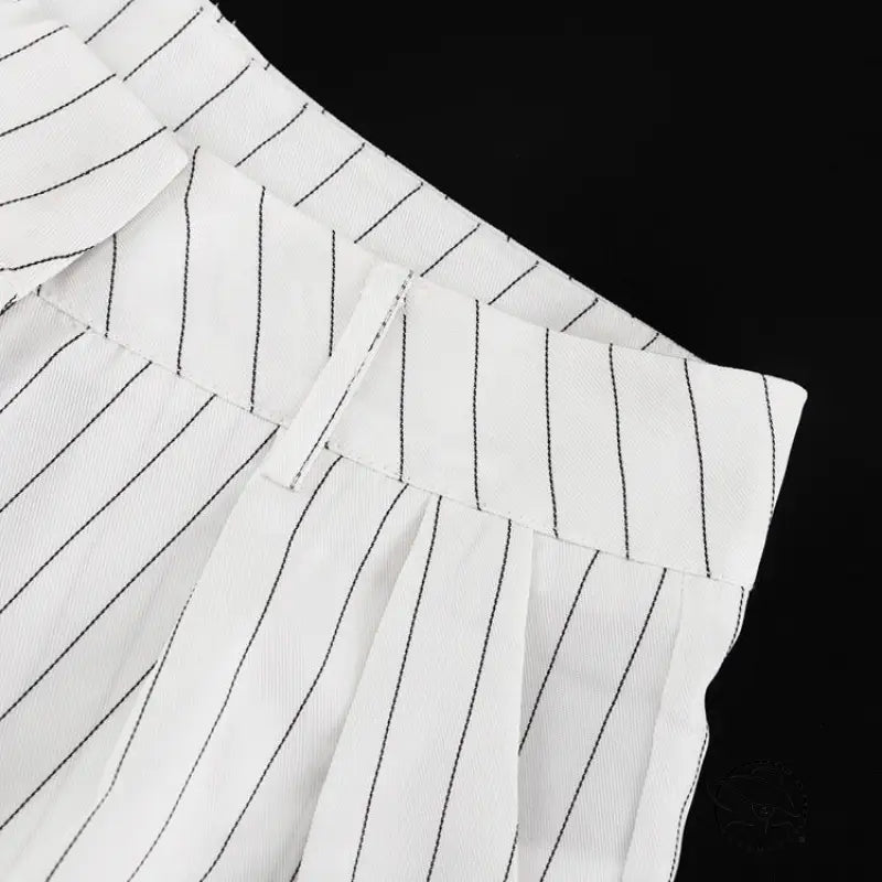 Elegant Striped Top Wide Leg Pants Office Two Piece Sets