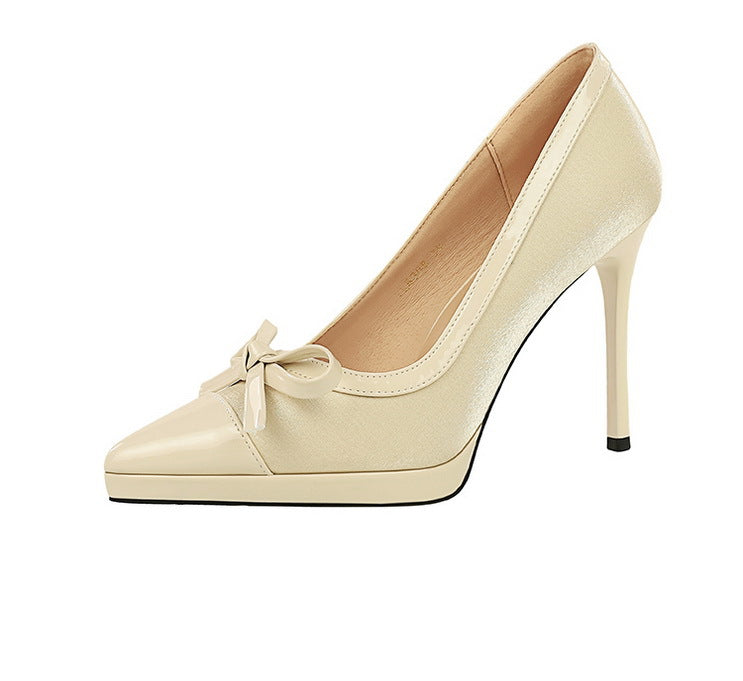 Stitching Pointed Toe Cocktail High Heel