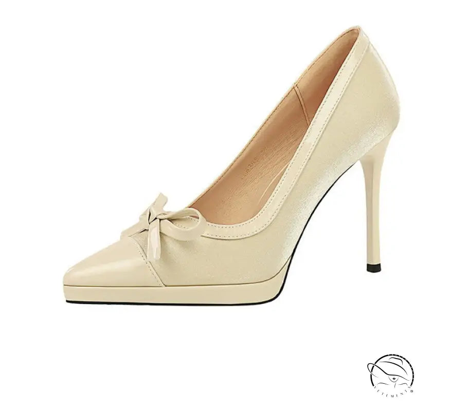 Stitching Pointed Toe Cocktail High Heel