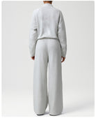 Light gray langry fashion tracksuit with wide-leg pants and soft cotton top