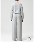 Light gray langry fashion tracksuit with wide-leg pants set