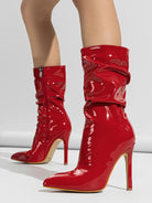 Leather Shoes Short High Heel Riding Boots