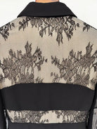 Elegant black lace-accented langry floor-length fashion dress