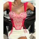 Pink floral corset top from Summer Sweet Romantic Floral Tied Spaghetti Strap Bra fashion