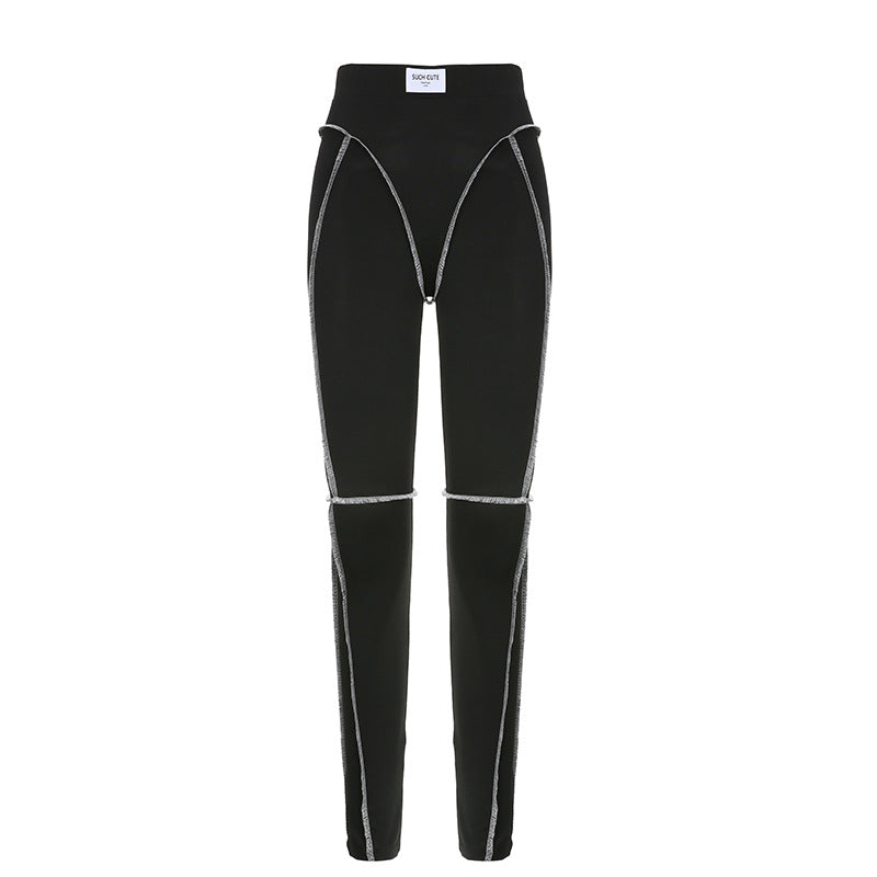 Black leggings with silver trim from Yoga Primer Skinny Trousers collection