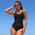 Elegant black one-piece swimsuit from Langry, perfect for fashion-forward ملابس styling