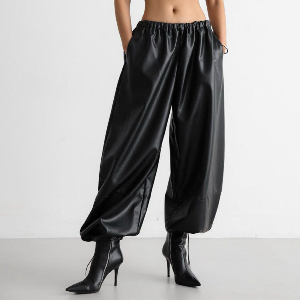 Loose Faux Leather Trousers