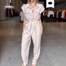 High Waist Long Leg Sleeveless Tooling Jumpsuit