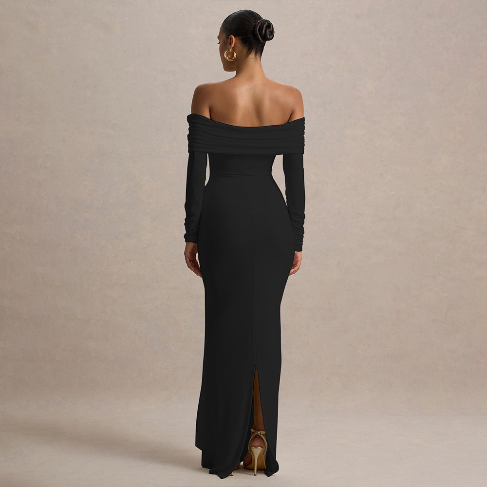 Elegant Tube Top off Neck Ribbon Dress