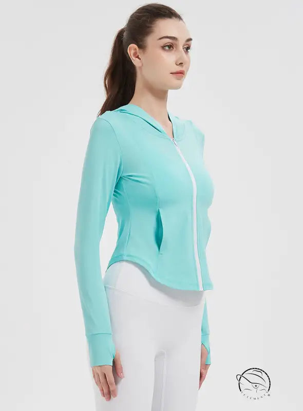 Sports Jacket Women High Elastic Hooded Quick Drying Top Violently Sweat Running Training Yoga Clothes Coat