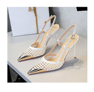 High Grade Metal Pointed Toe Strap Heels