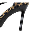 Langry fashion leopard print square high heel sandal with black patent leather strap