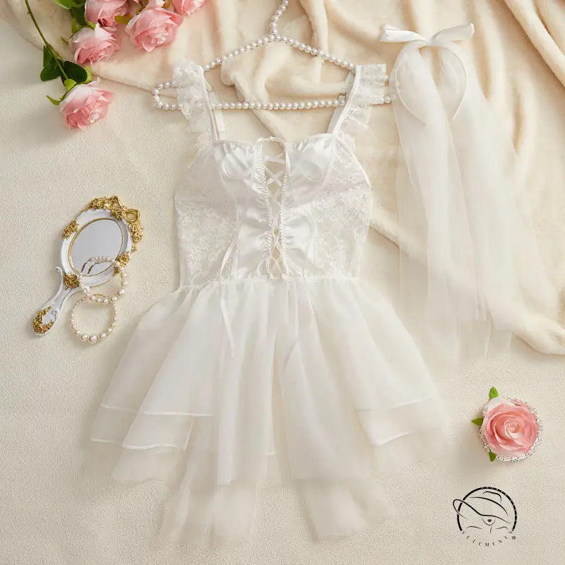 Underwear Body Shaping Two Piece Suits Dress Hollow out Cutout Cross Straps See Through Suit