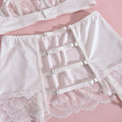 Sao Three Point Teasing Lingerie: white lace-trimmed corset with adjustable straps
